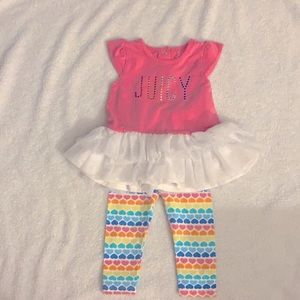 Juicy Couture baby girl rainbow tutu shirt with leggings